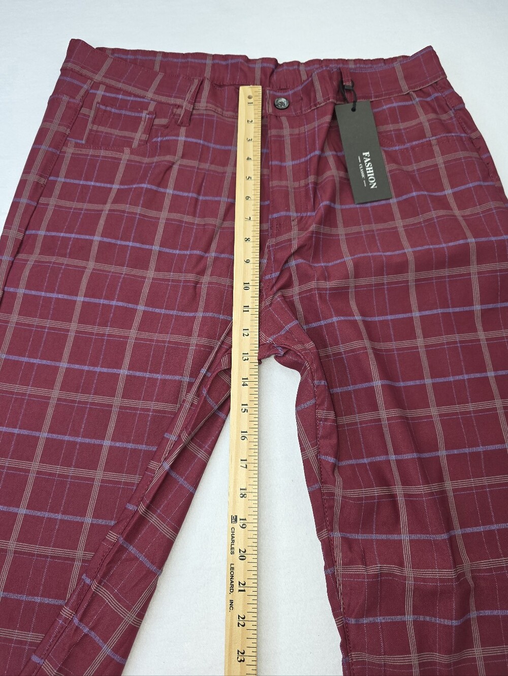 Fashion Clothing Men's Red Plaid Checkered Pants Size 40 NWT BE-3826 - Picture 5 of 10